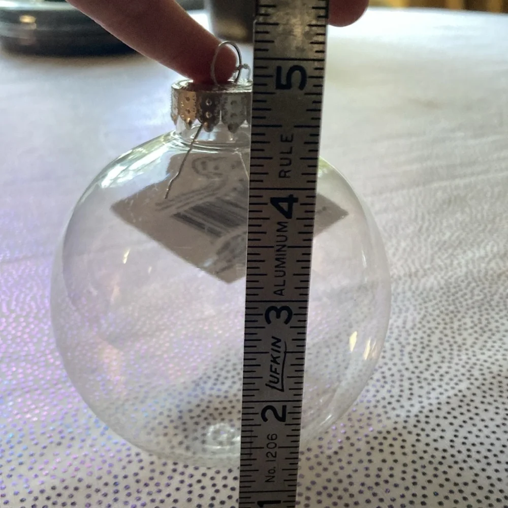 Christmas DIY Clear Fillable Paintable Plastic Ornament 5” Qty 2 Artminds New